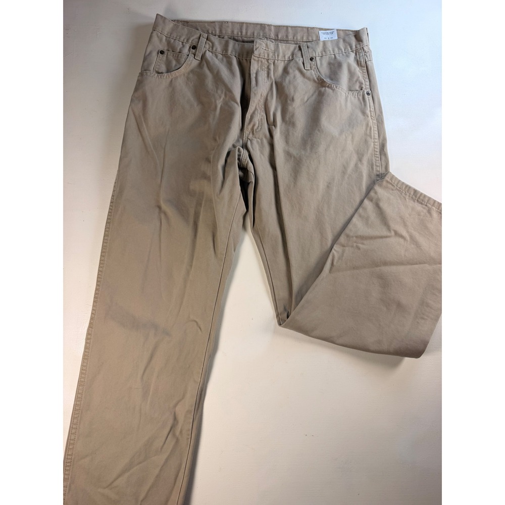 Wrangler Rugged Wear Pants Men 38x30 Tan Excellent Cotton Khaki Straight Leg